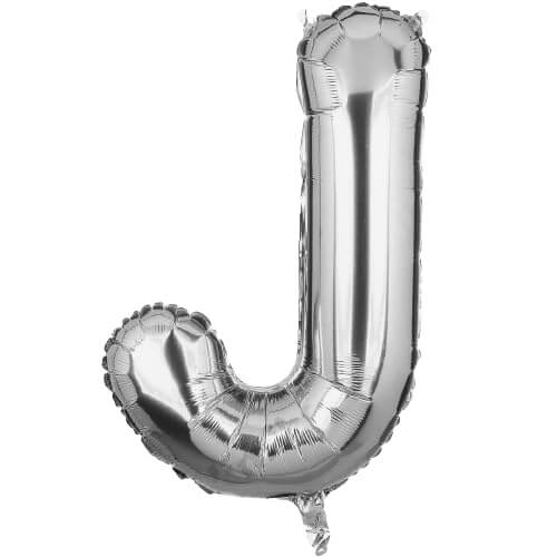 Flyloons Silver Foil Letter J Balloon, 16 inch, perfect for custom phrases in birthdays and celebrations.