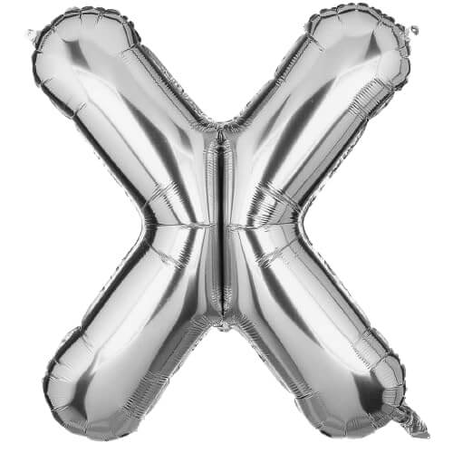 Silver foil letter X balloon, 16 inches, ideal for birthday and wedding decorations, sparkling addition to any party.