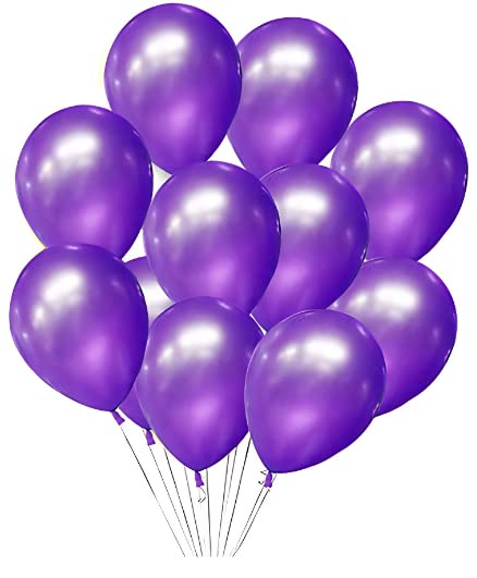 Pack of purple metallic balloons for party decoration, perfect for birthdays, weddings, and celebrations.