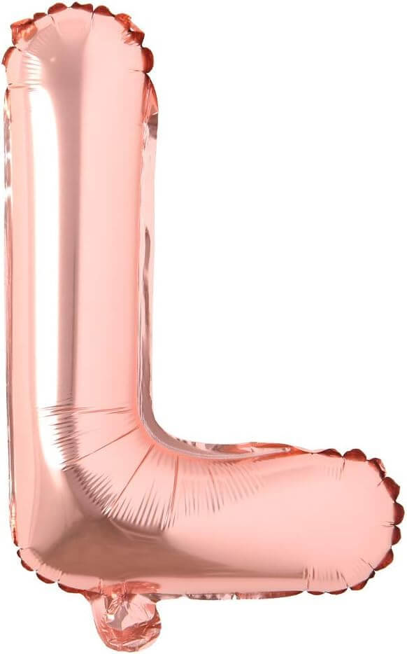 Flyloons 16 Inch Rose Gold Letter L Foil Balloon for Birthday, Anniversary, or Wedding Decoration