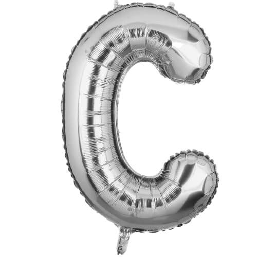 Silver Foil Letter C Balloon, 16 Inch, Ideal for Birthday, Wedding, or Celebration Decor