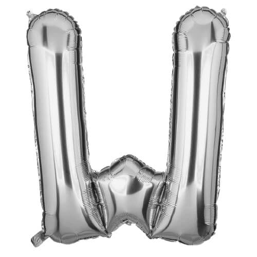 Flyloons Silver Foil Letter W Balloon - 16 Inch Size for Parties and Celebrations