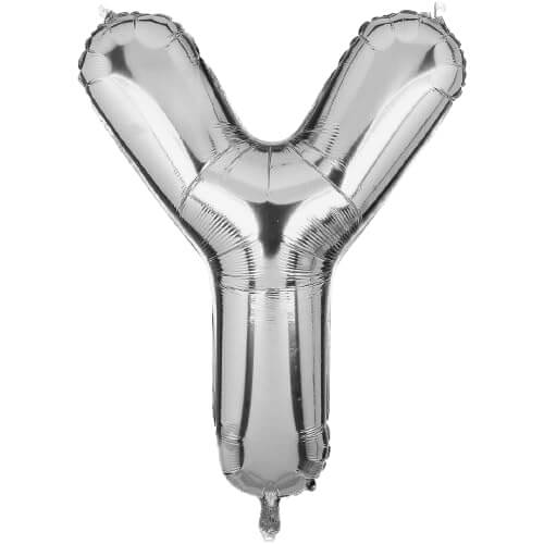 Flyloons Silver Y Letter Foil Balloon, 16 inch, perfect for birthday, anniversary, wedding, bachelorette celebrations.