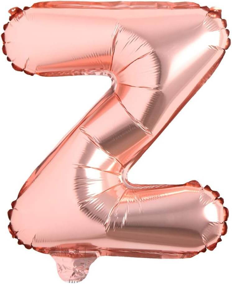 Flyloons rose gold foil letter Z balloon, 16 inches, ideal for custom decorations at birthdays, weddings, and anniversaries.