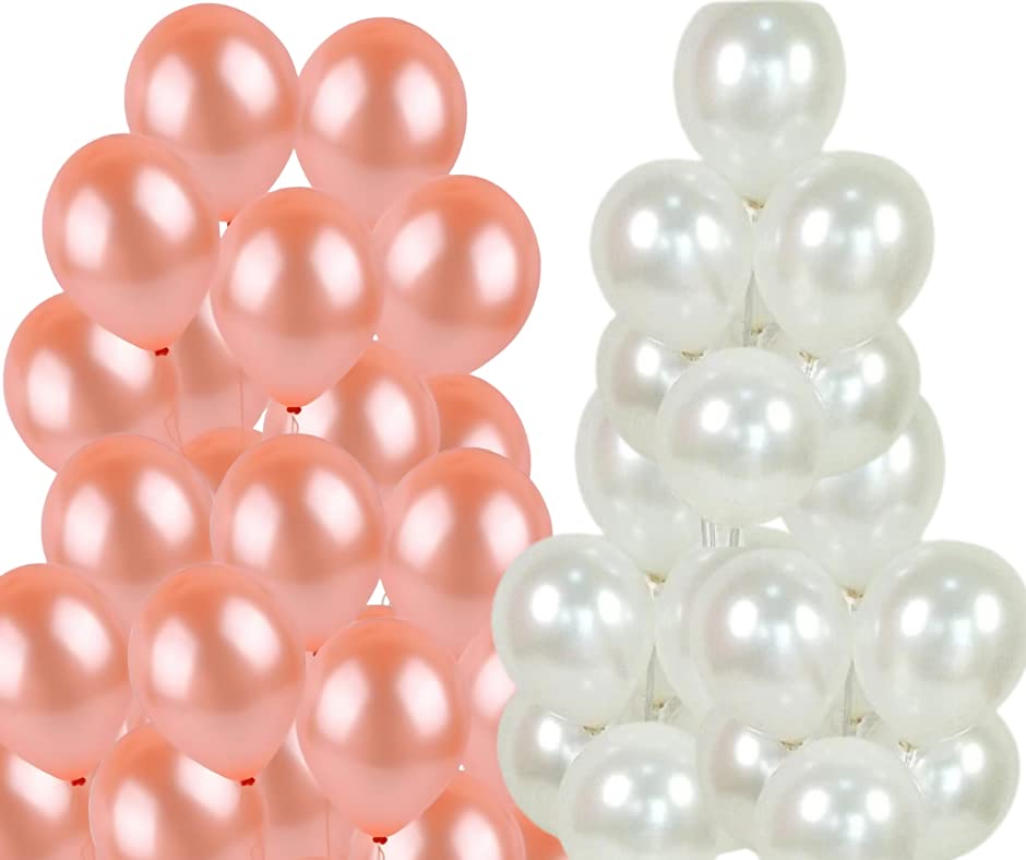 Pack of pastel peach and white balloons, ideal for parties, weddings, and celebrations, featuring glossy finish.