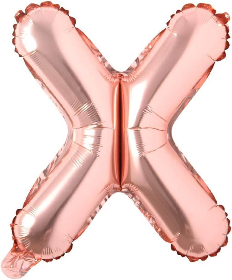 Rose gold foil letter X balloon, 16 inches, ideal for birthdays, anniversaries, and celebrations.