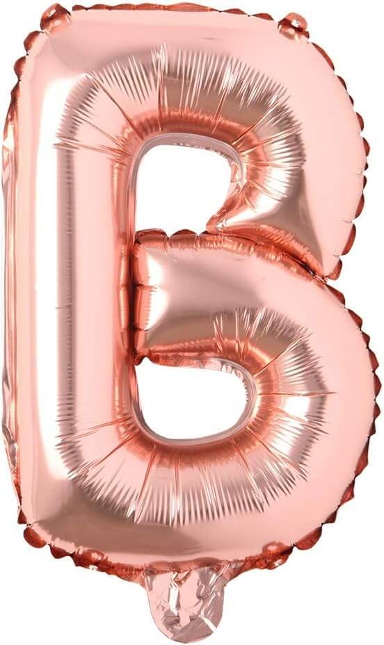 Flyloons Rose Gold B Letter Foil Balloon, 16 inches, ideal for parties, birthdays, and celebrations.