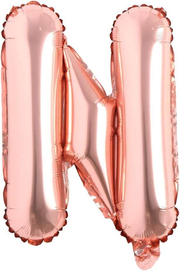 Flyloons Rose Gold N Letter Foil Balloon - 16 Inch Decorative Alphabet Balloon for Custom Celebrations