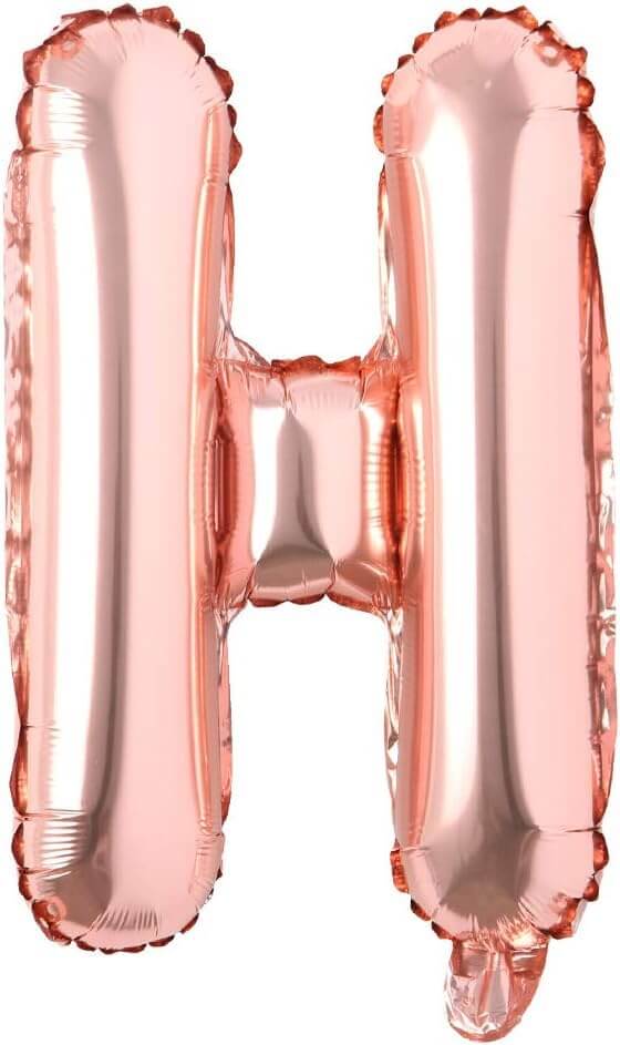 Flyloons 16 Inch Rose Gold H Letter Foil Balloon - Perfect for Birthday, Wedding, and Celebration Decorations.