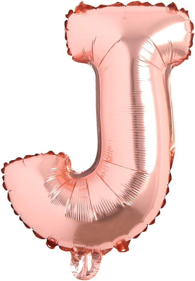 Flyloons Rose Gold J Letter Foil Balloon - 16 Inch Balloon for Birthday, Wedding, Bachelorette Party Decorations.