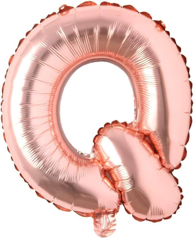 Flyloons Rose Gold Q Letter Foil Balloon - 16 Inch Size for Custom Birthday and Party Decorations