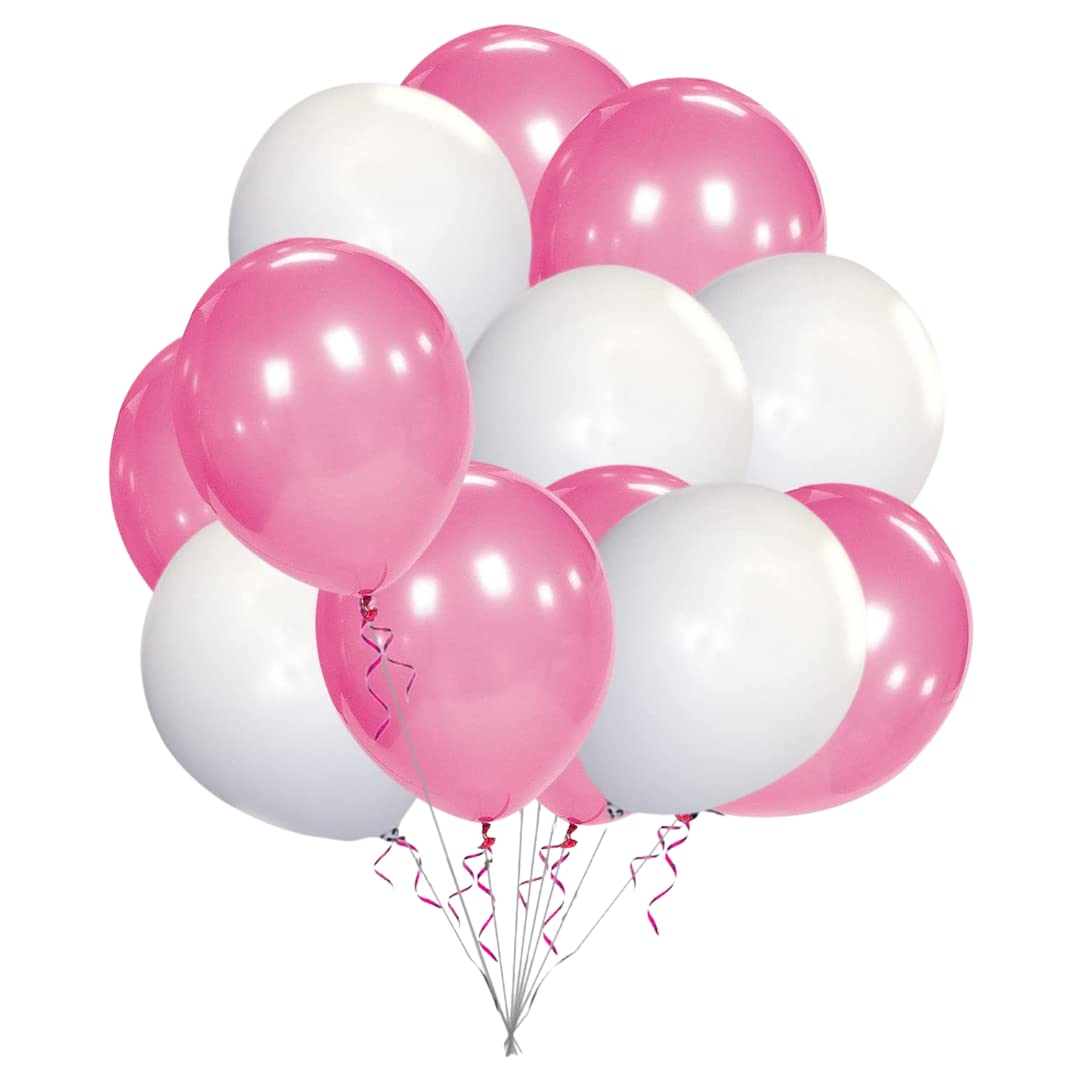 Pack of pink and white balloons perfect for birthday, wedding, or party decorations.