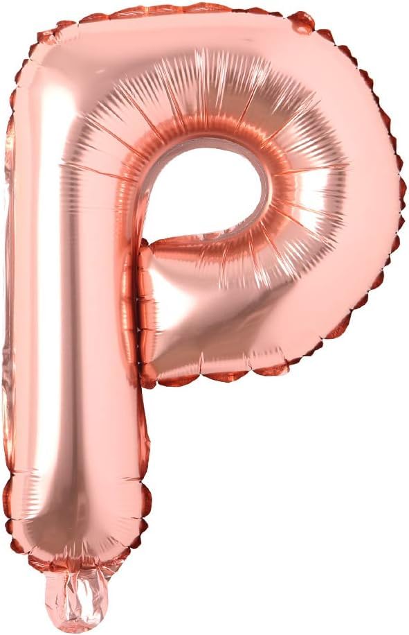 Flyloons Rose Gold Foil Letter P Balloon, 16 inch, perfect for birthday and celebration decorations.