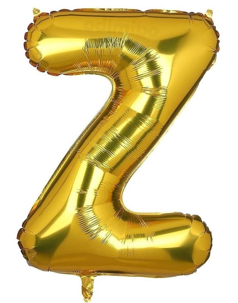 Golden letter Z foil balloon, 16 inch size, ideal for birthday, wedding, or custom decorations.