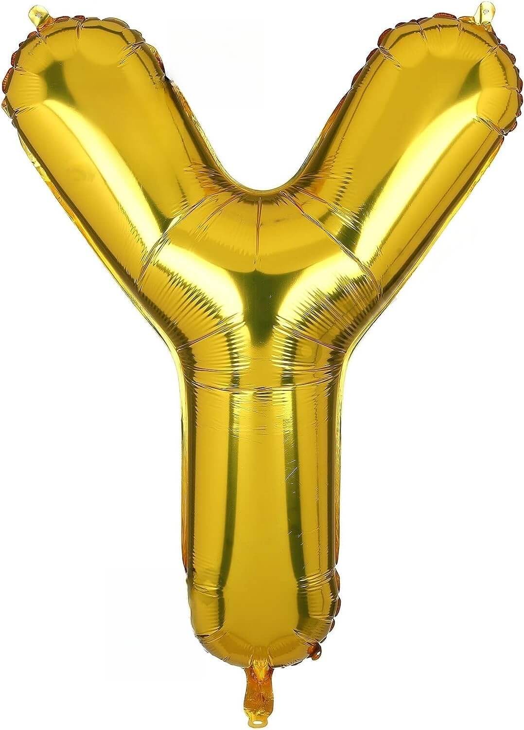 Flyloons Golden Y Letter Foil Balloon, 16 Inch, perfect for birthday, wedding, and anniversary decorations.