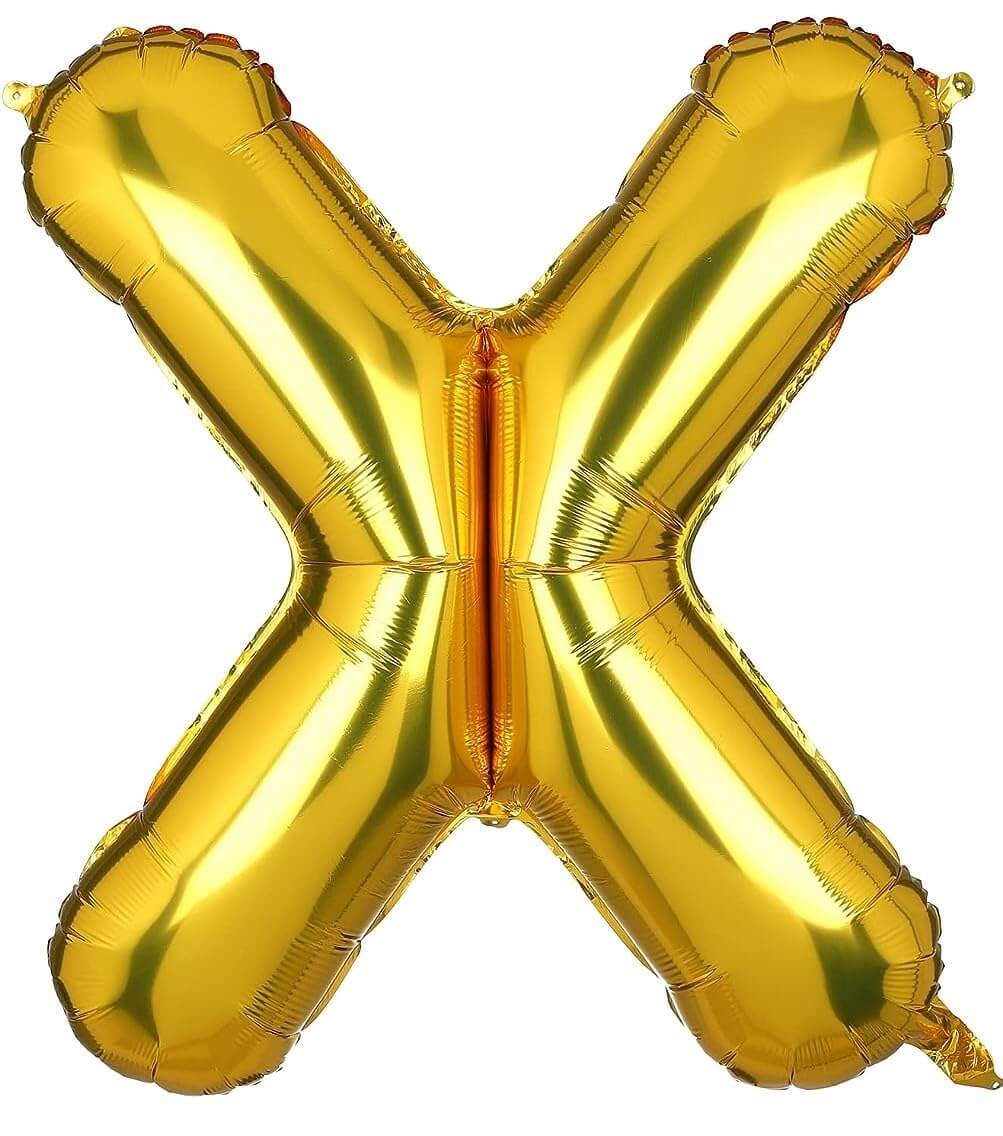 Golden Foil X Letter Balloon, 16 Inch Size, Ideal for Celebrations like Birthdays and Anniversaries