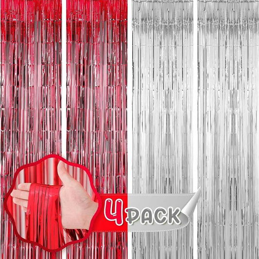 Rose Gold & Red Foil Curtains - Pack of 2