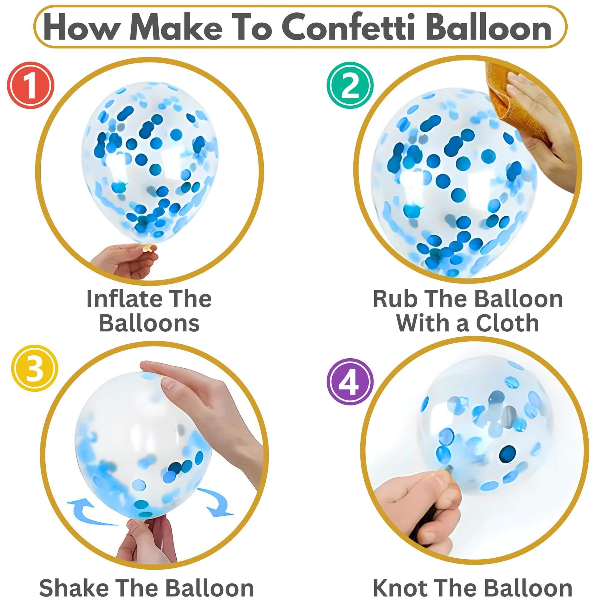 Step-by-step guide on how to prepare confetti balloons for decoration.