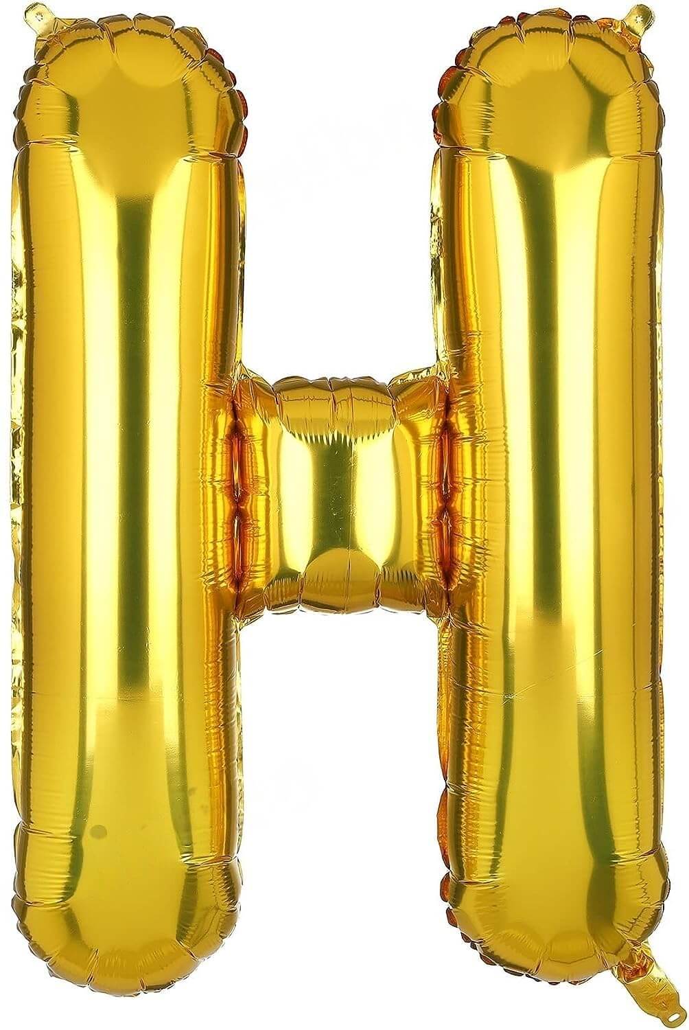 Flyloons golden letter H foil balloon, 16 inches, perfect for birthdays, weddings, and anniversaries.
