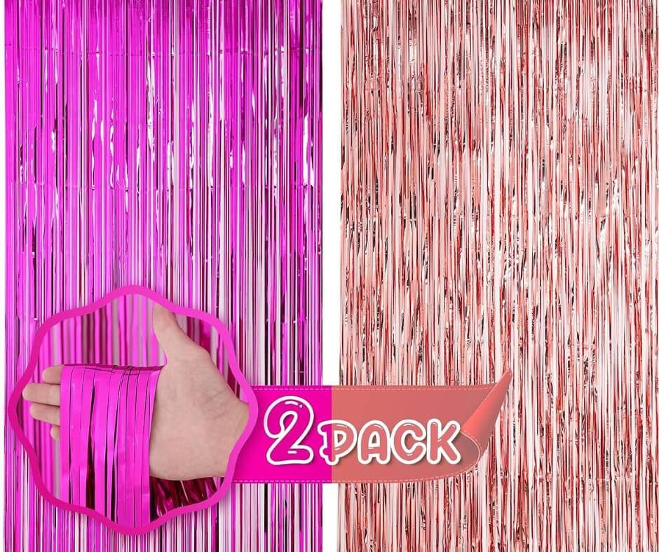 Rose Gold & Red Foil Curtains - Pack of 2