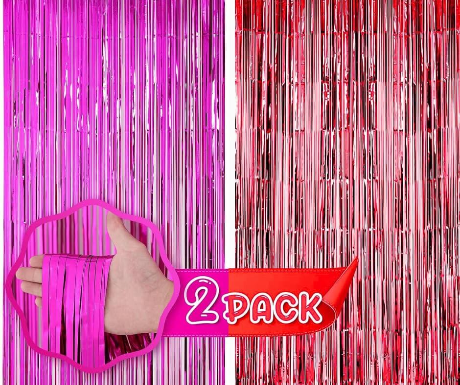 Rose Gold & Red Foil Curtains - Pack of 2