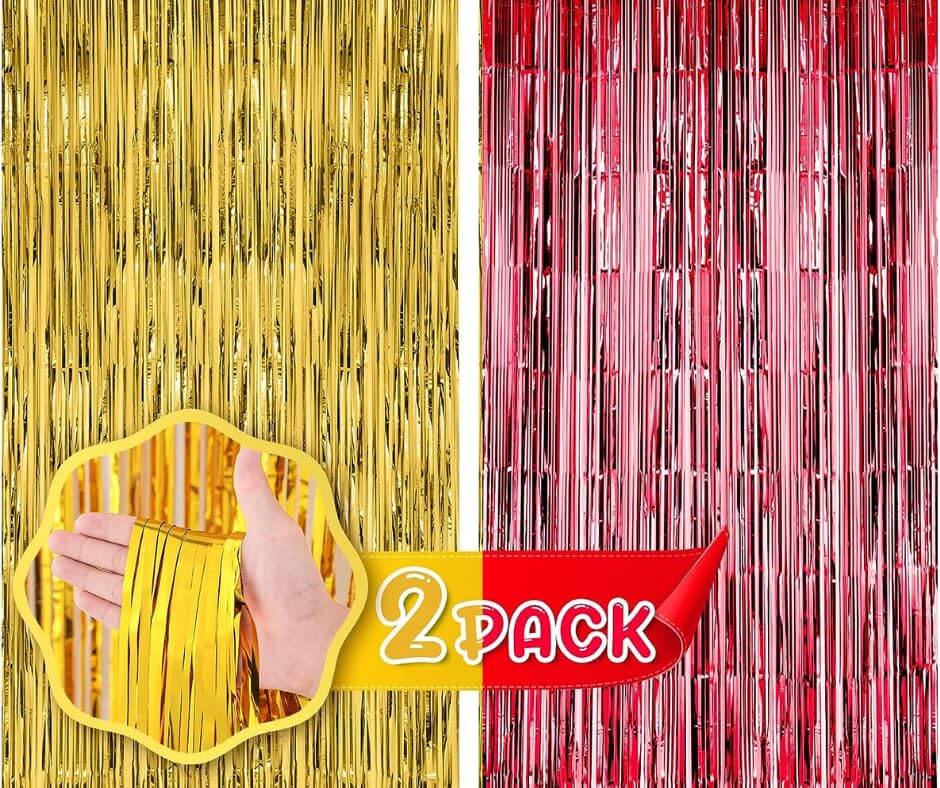 Rose Gold & Red Foil Curtains - Pack of 2
