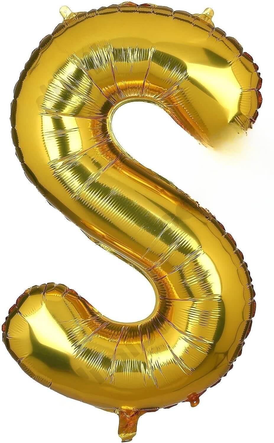 Flyloons Golden S Letter Foil Balloon - 16 Inch Size for Celebrations and Custom Decorations