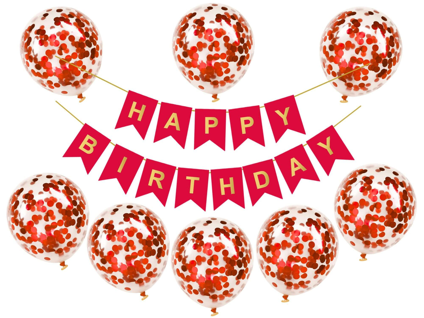 Happy Birthday banner with confetti balloons for festive celebration, perfect for parties and special occasions.
