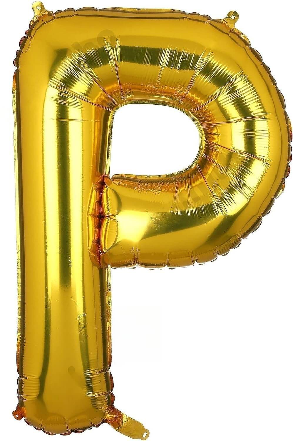 Flyloons Golden Letter P Foil Balloon, 16 inches, perfect for birthday, anniversary, and wedding decorations.