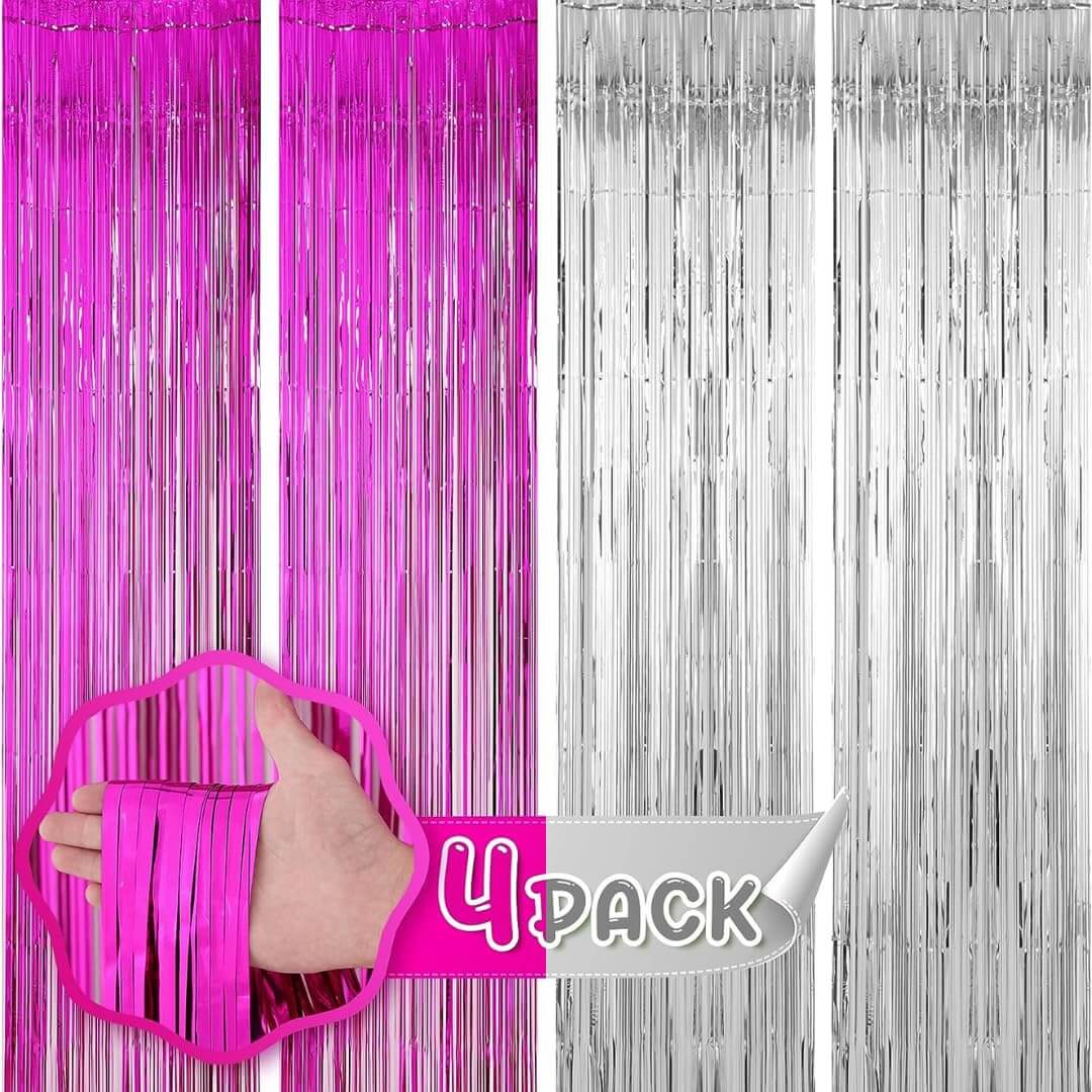 Rose Gold & Red Foil Curtains - Pack of 2