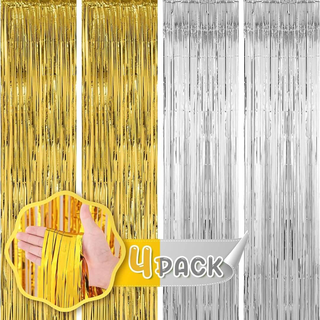 Rose Gold & Red Foil Curtains - Pack of 2