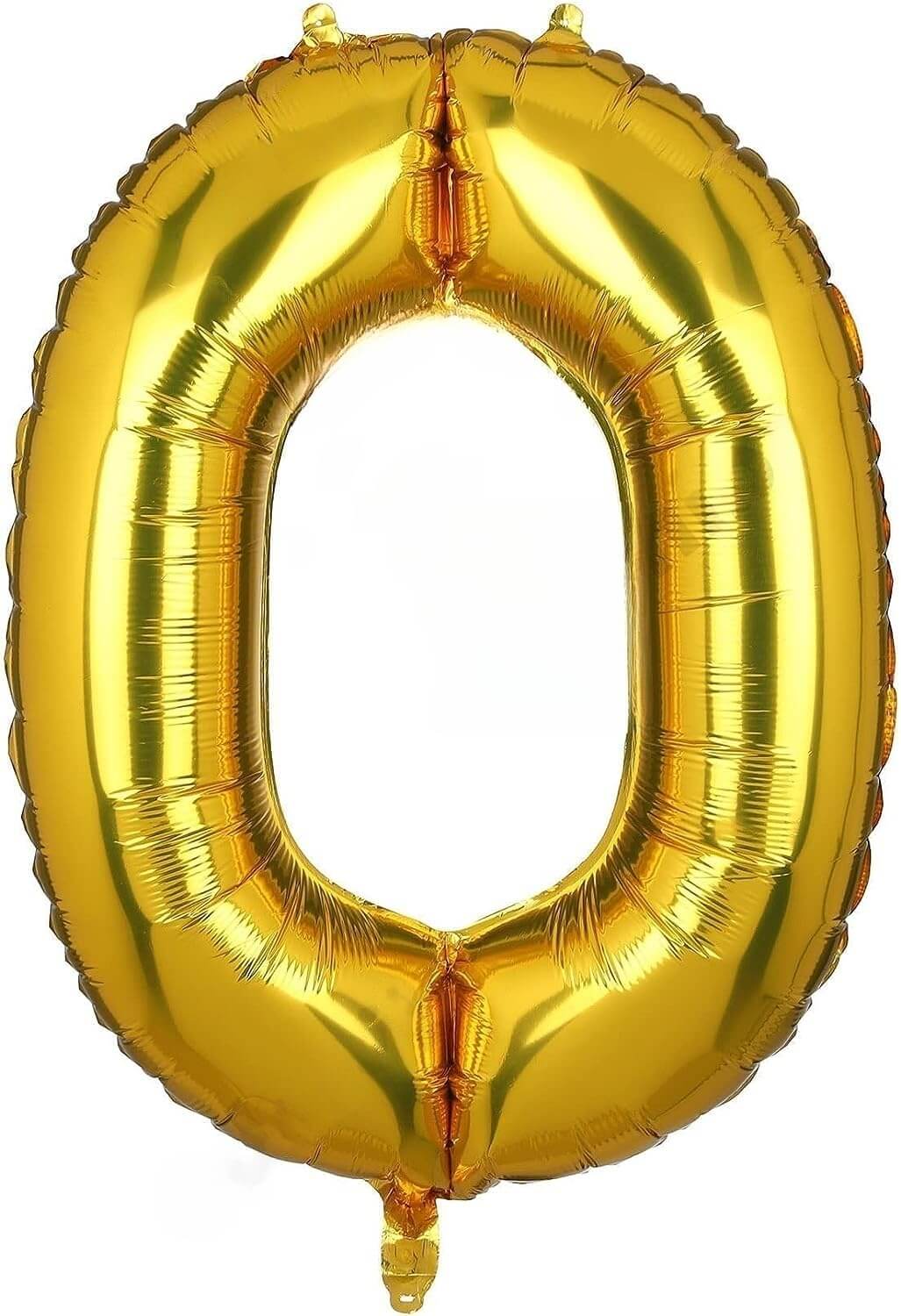 Flyloons Golden Foil Balloon with number zero, 16 inches, ideal for birthday, anniversary, and wedding celebrations.
