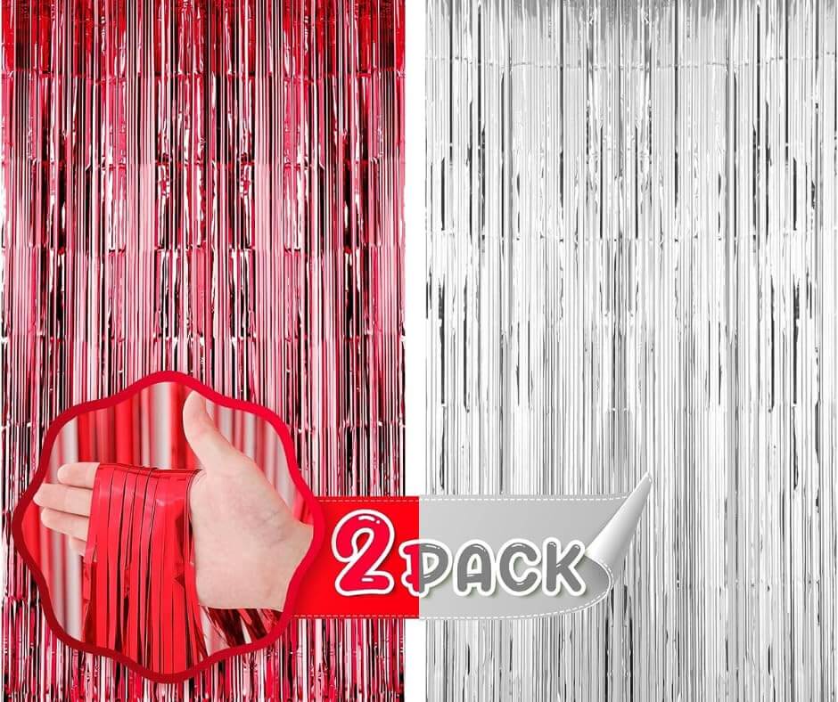Rose Gold & Red Foil Curtains - Pack of 2