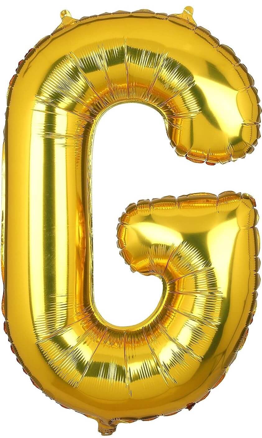 Golden G Letter Foil Balloon - 16 Inch Decorative Balloon for Birthday and Celebration Events.