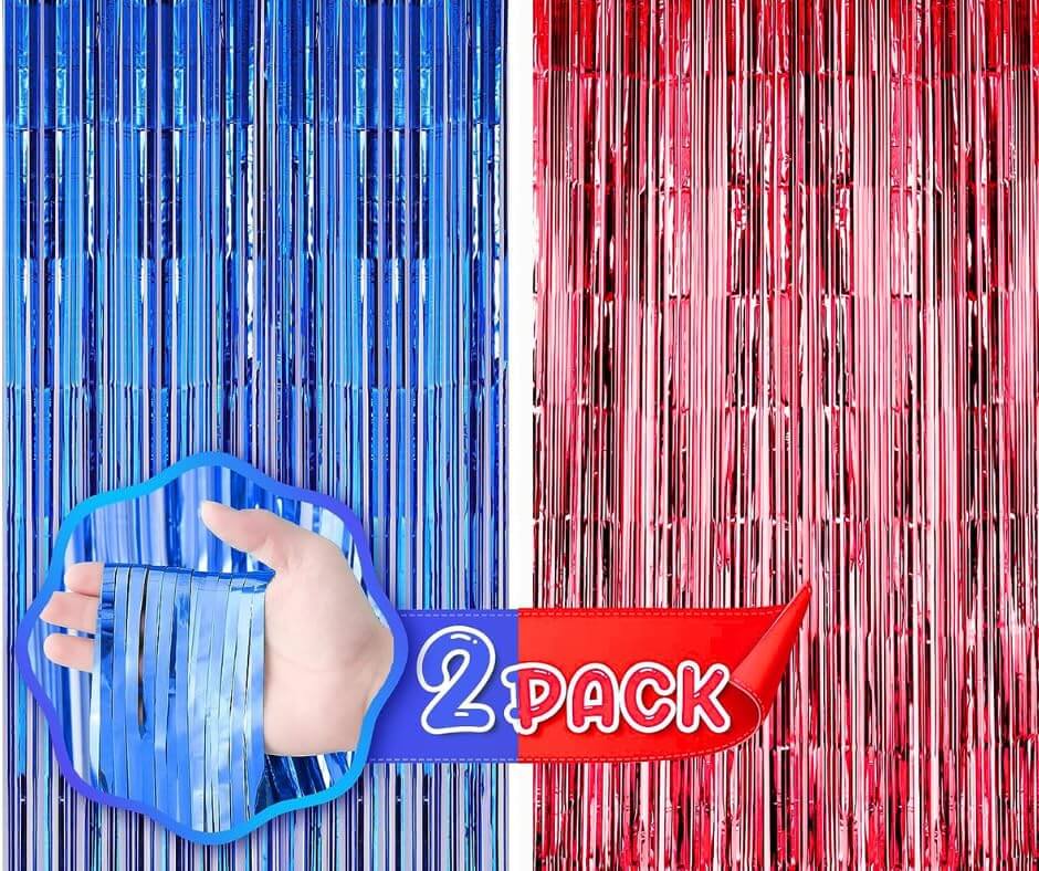 Rose Gold & Red Foil Curtains - Pack of 2