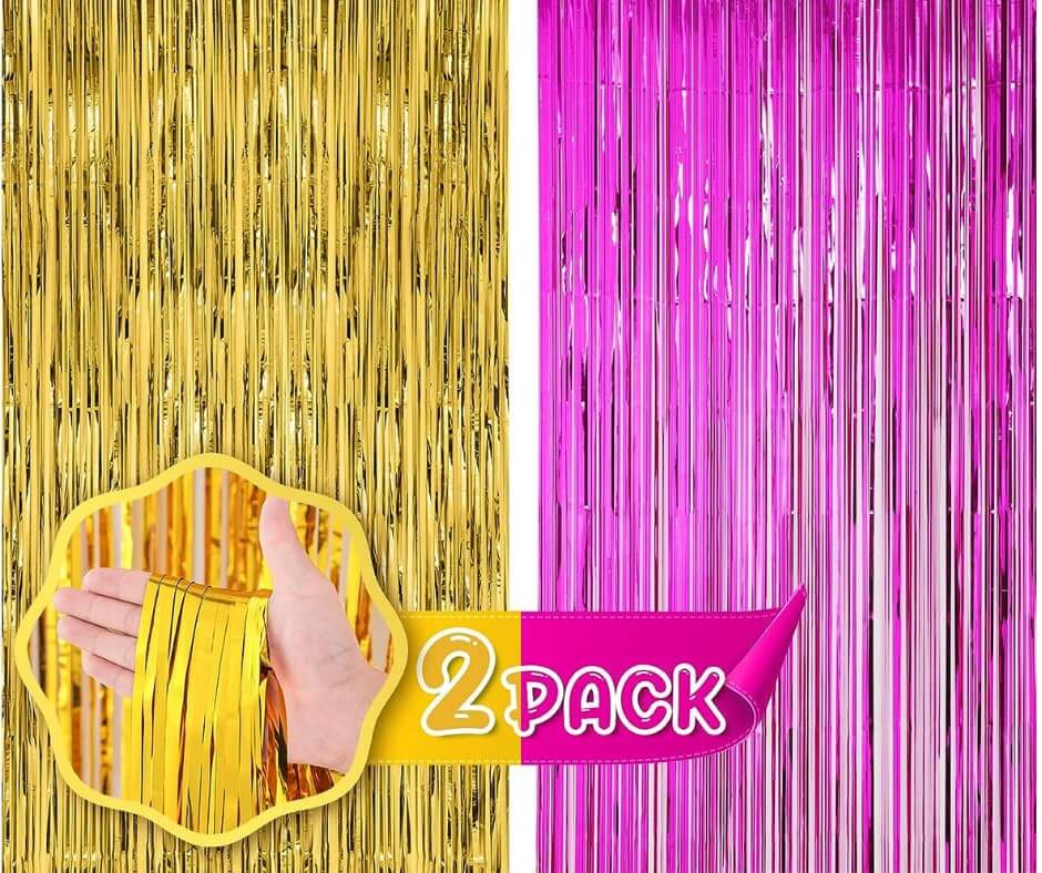 Rose Gold & Red Foil Curtains - Pack of 2