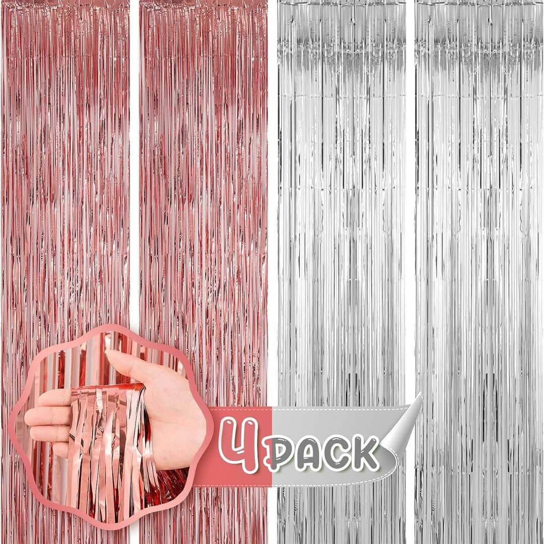 Rose Gold & Red Foil Curtains - Pack of 2