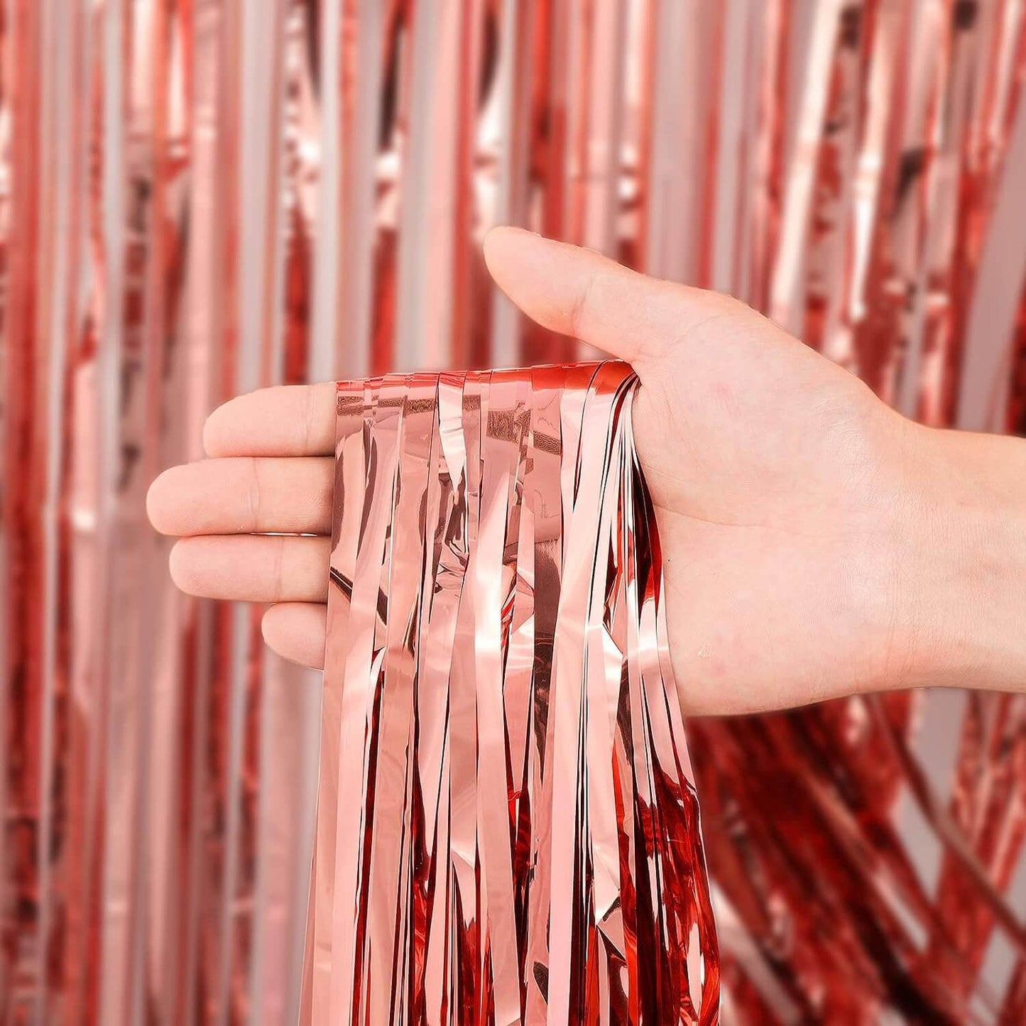 Rose Gold & Red Foil Curtains - Pack of 2