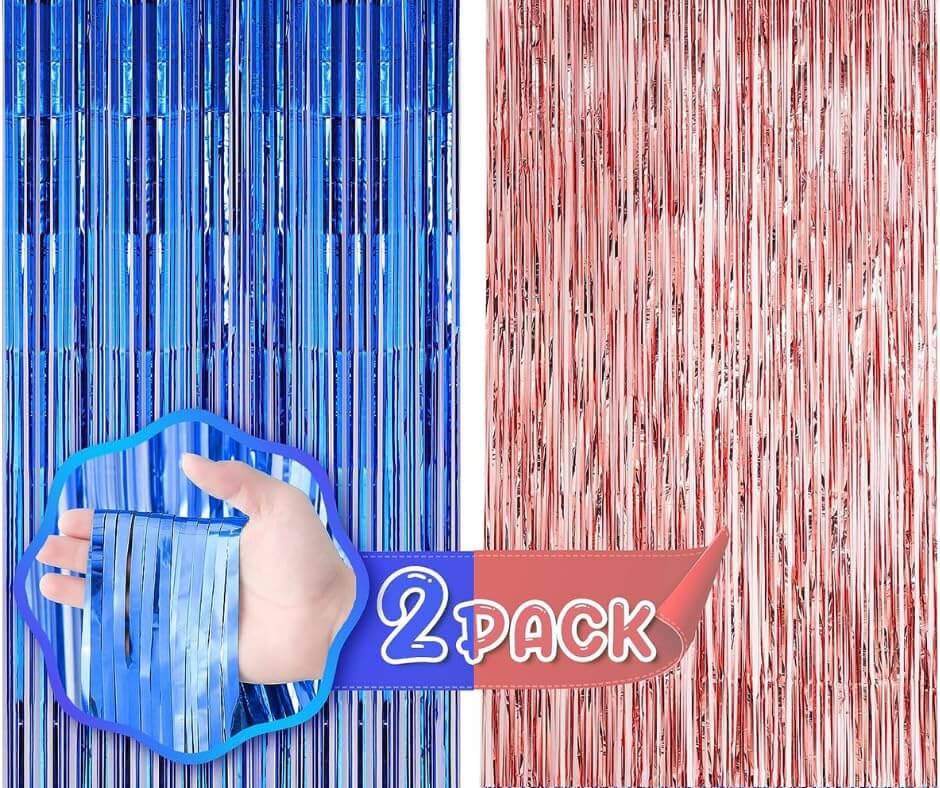 Rose Gold & Red Foil Curtains - Pack of 2