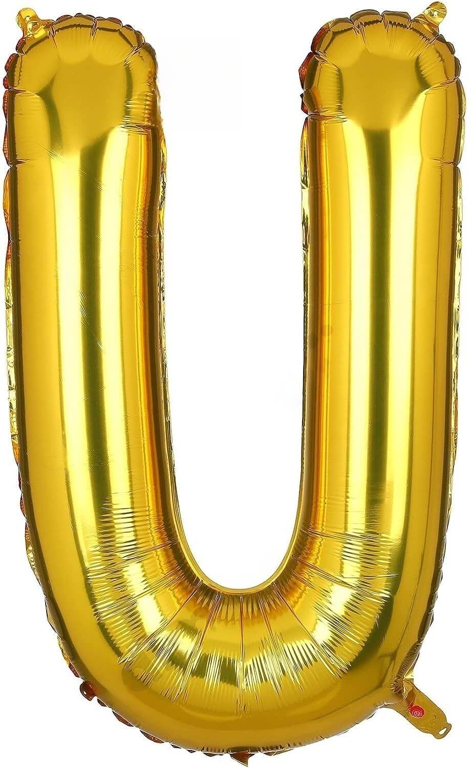 Flyloons Golden U Letter Foil Balloon, 16 Inch, perfect for birthday and wedding decorations.