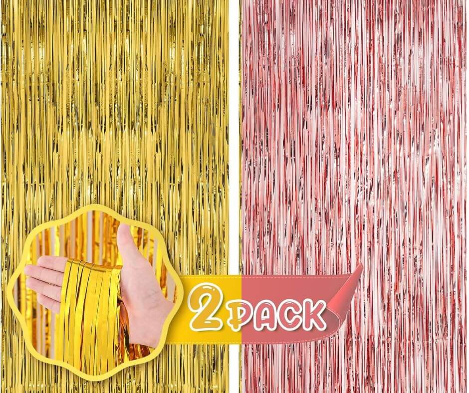 Rose Gold & Red Foil Curtains - Pack of 2