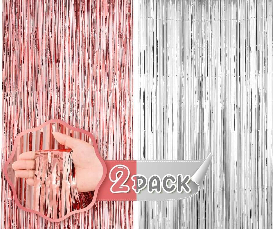 Rose Gold & Red Foil Curtains - Pack of 2