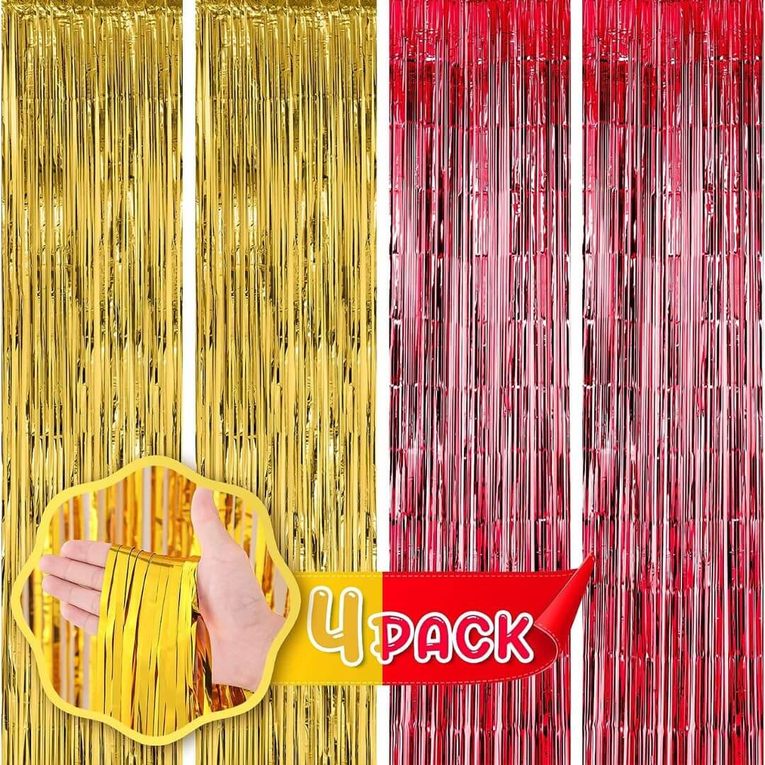 Rose Gold & Red Foil Curtains - Pack of 2