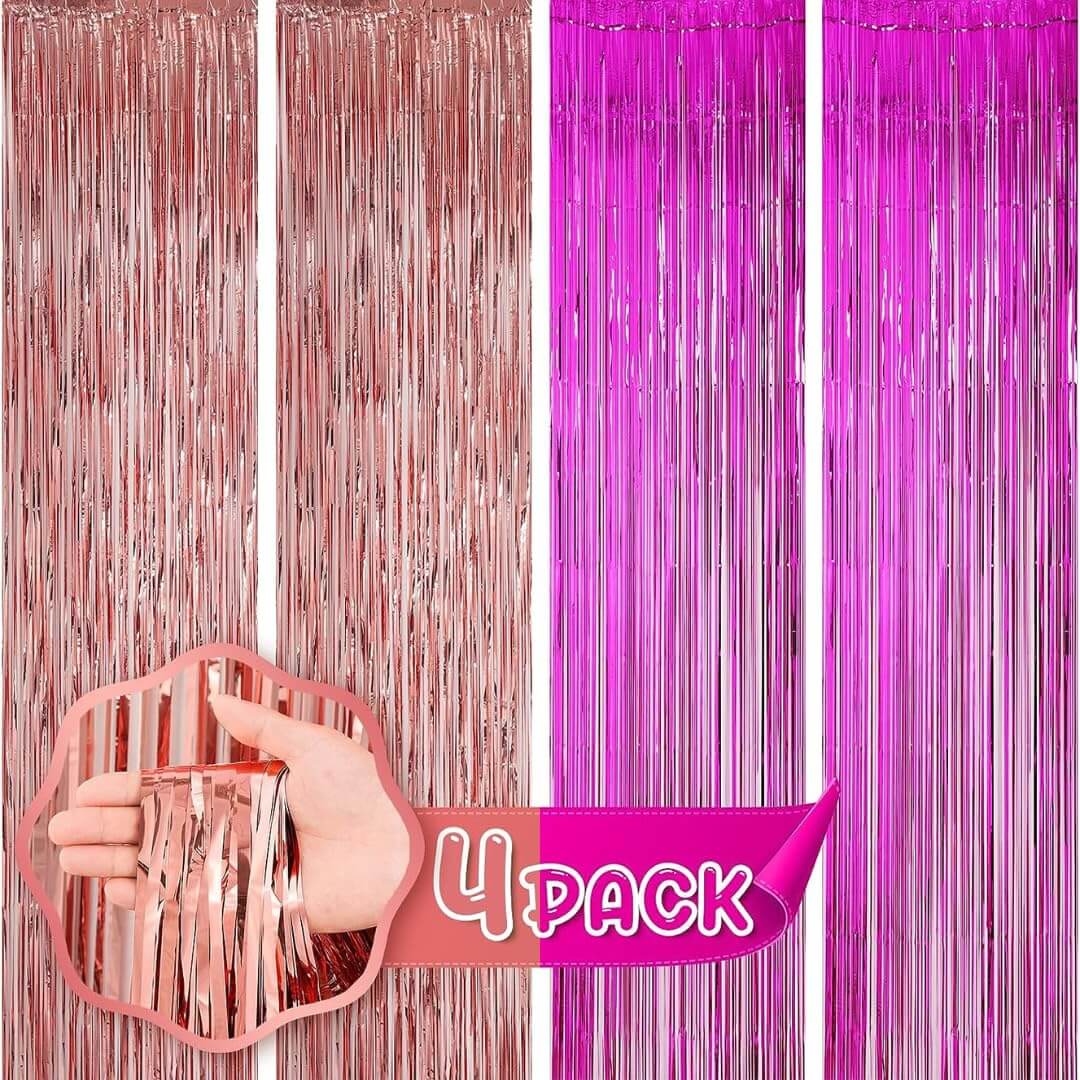 Rose Gold & Red Foil Curtains - Pack of 2