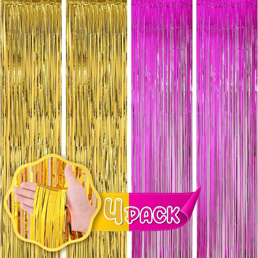 Rose Gold & Red Foil Curtains - Pack of 2