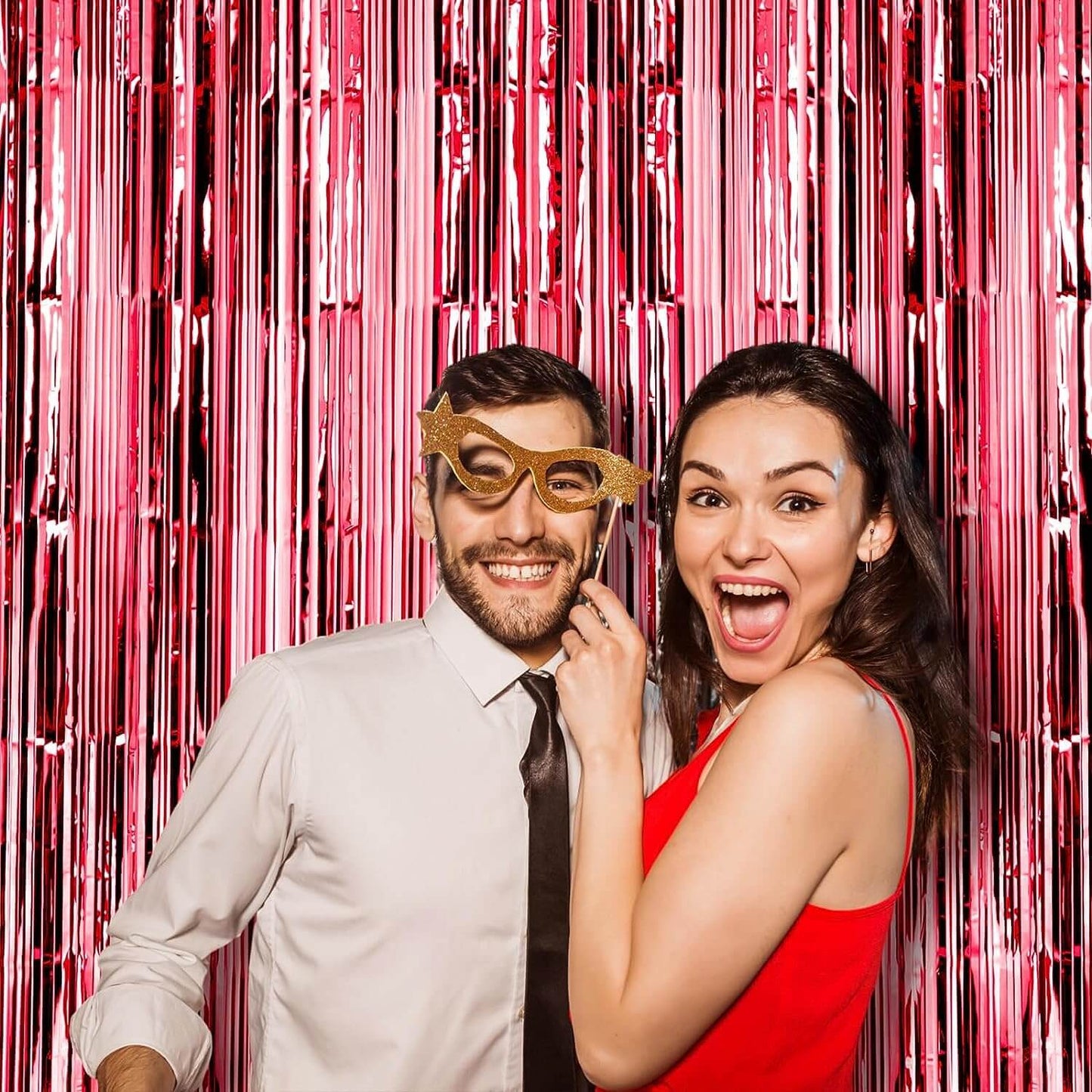 Rose Gold & Red Foil Curtains - Pack of 2