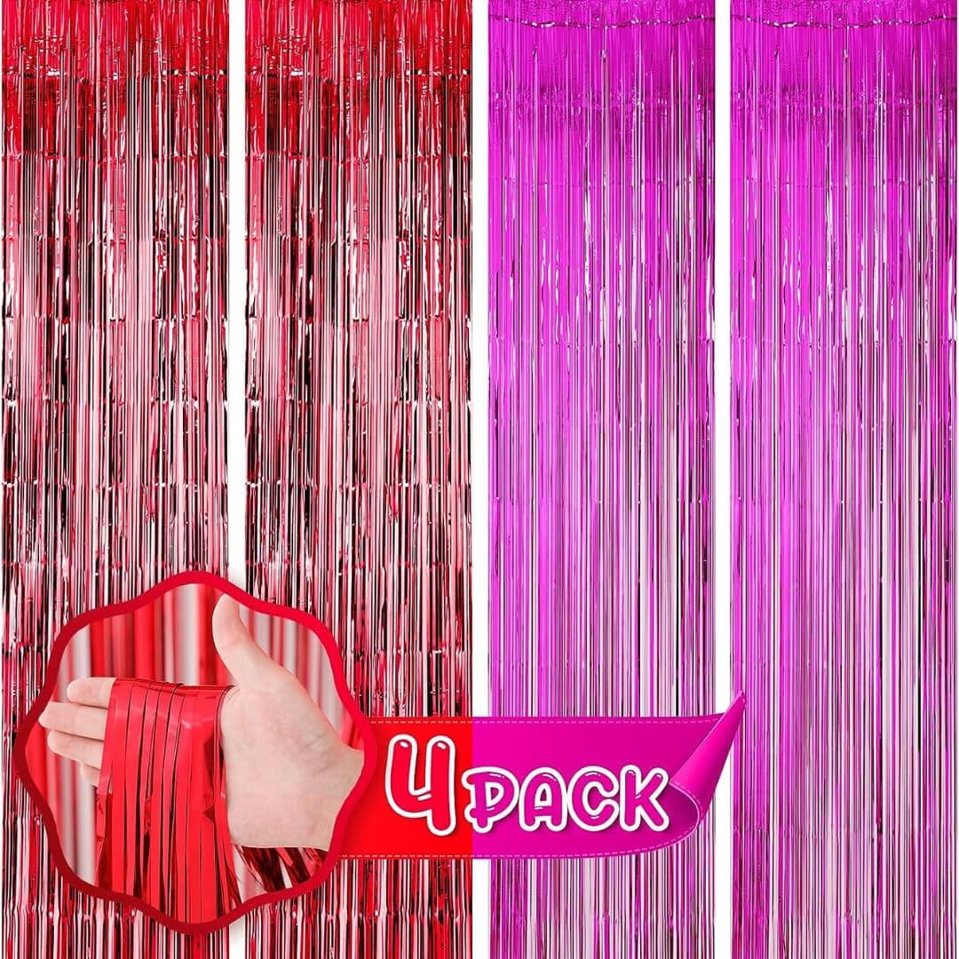 Rose Gold & Red Foil Curtains - Pack of 2