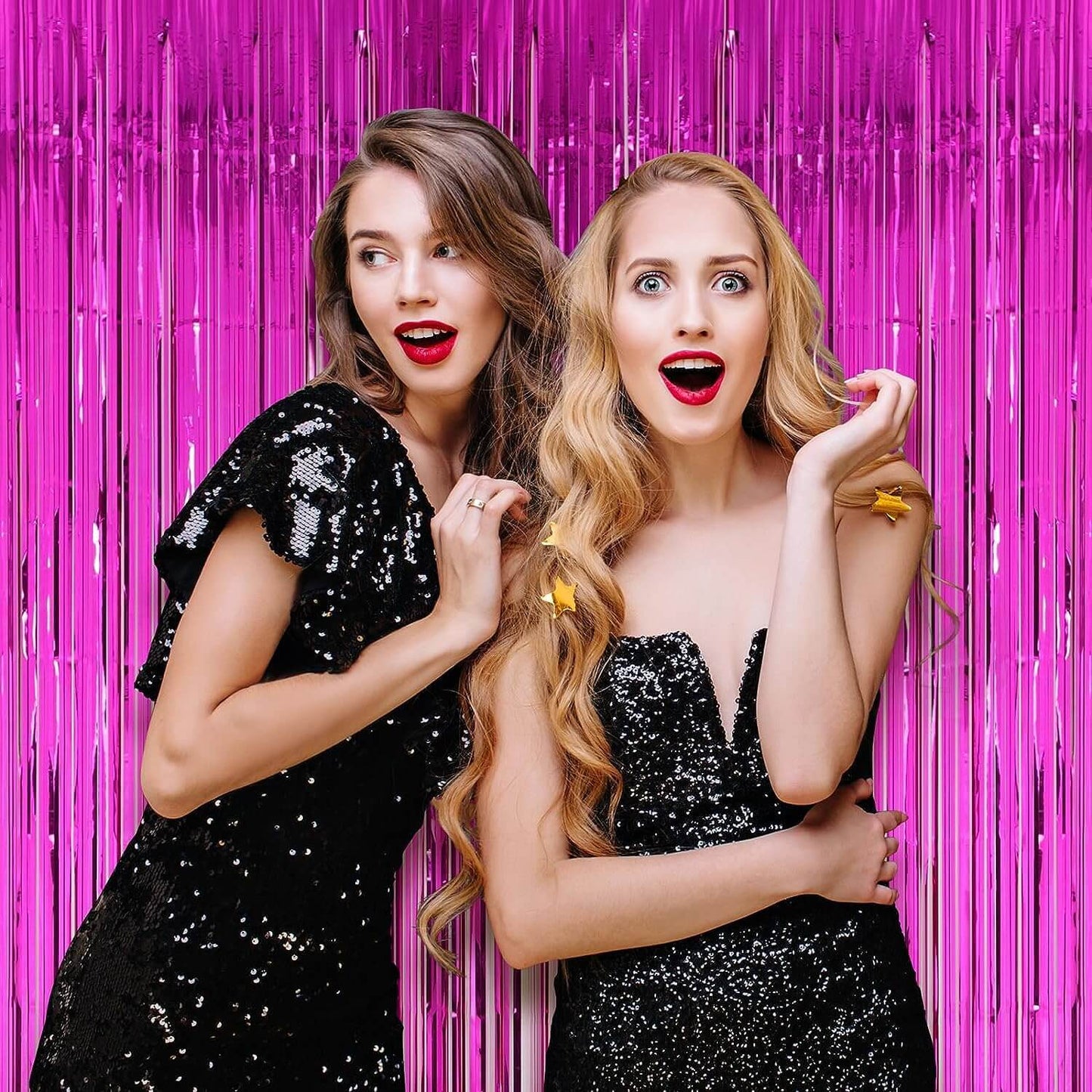 Rose Gold & Red Foil Curtains - Pack of 2