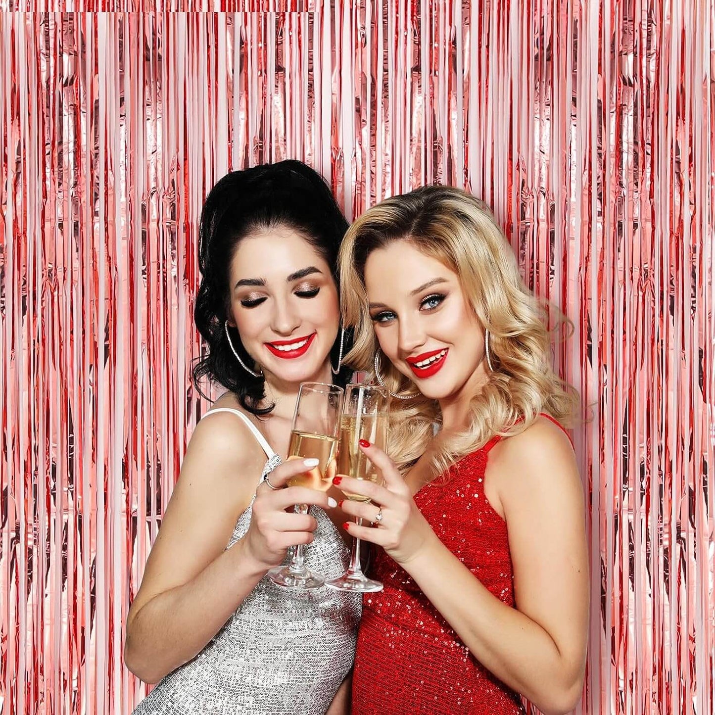 Rose Gold & Red Foil Curtains - Pack of 2