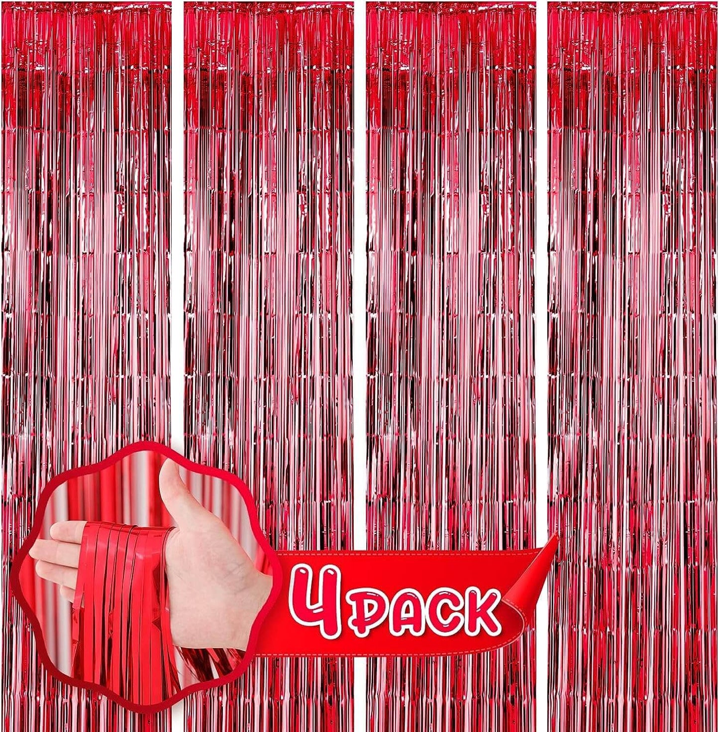 Rose Gold & Red Foil Curtains - Pack of 2